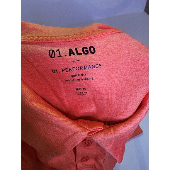 0.1 Algo Shirt Boys M (8-10) Orange Performance Top Collared Chest Pocket - Picture 4 of 9